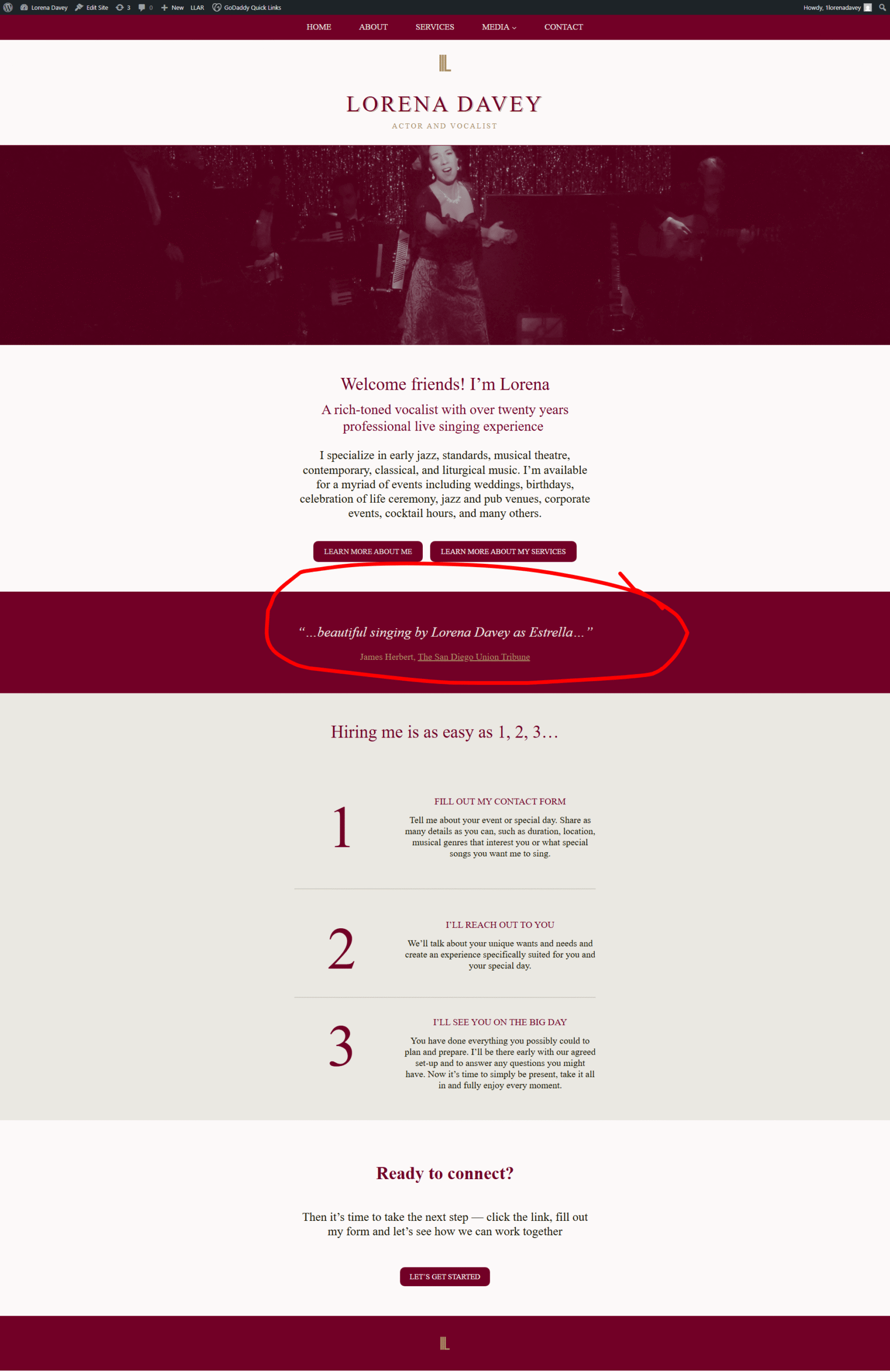 Website structure of Lorena-Davey